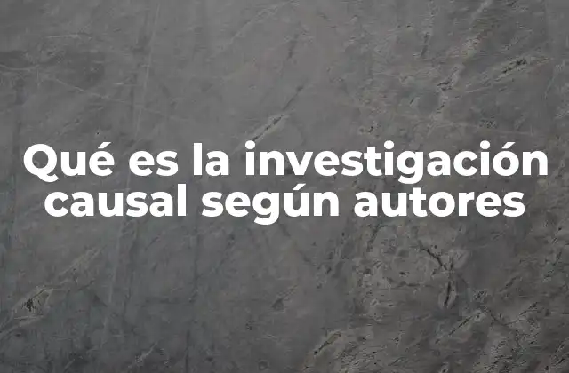 Qué es la Investigación Causal según Autores