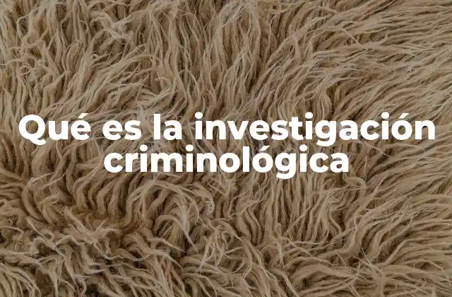 Qué es la Investigación Criminológica