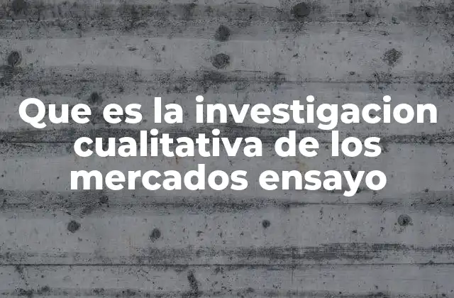 Que es la Investigacion Cualitativa de los Mercados Ensayo