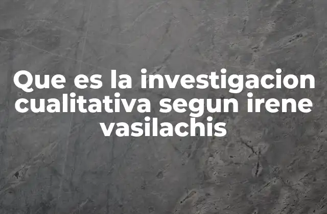 Que es la Investigacion Cualitativa Segun Irene Vasilachis