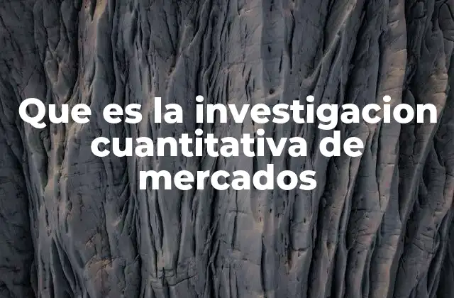 Que es la Investigacion Cuantitativa de Mercados