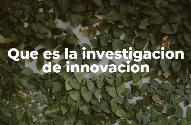 Que es la Investigacion de Innovacion