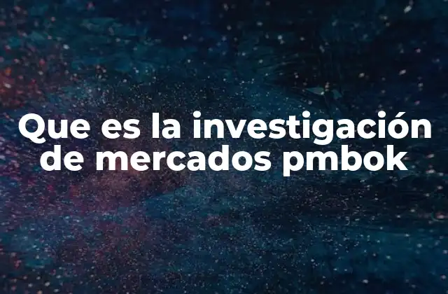 Que es la Investigación de Mercados Pmbok
