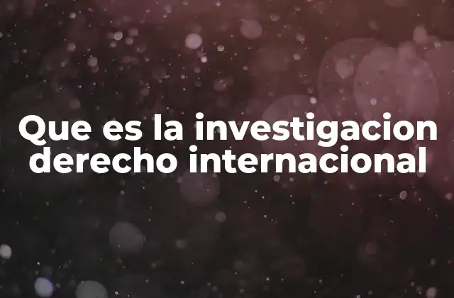 Que es la Investigacion Derecho Internacional