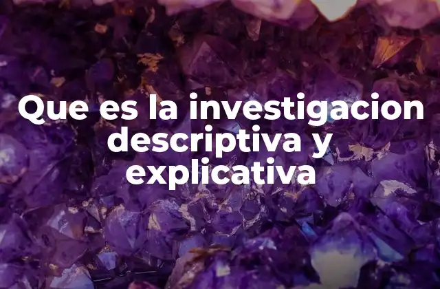 Que es la Investigacion Descriptiva y Explicativa