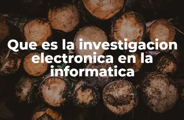 Que es la Investigacion Electronica en la Informatica