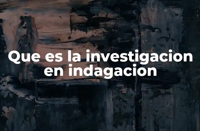 Que es la Investigacion en Indagacion