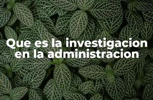 Que es la Investigacion en la Administracion