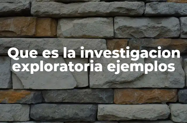 Que es la Investigacion Exploratoria Ejemplos