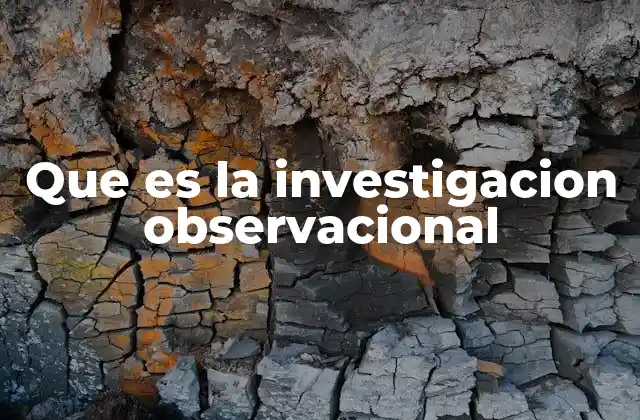 Que es la Investigacion Observacional