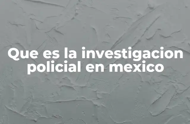 Que es la Investigacion Policial en Mexico