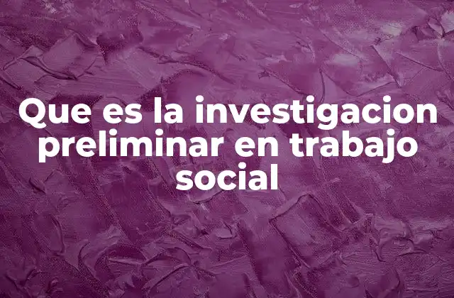 Que es la Investigacion Preliminar en Trabajo Social