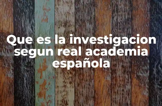 Que es la Investigacion Segun Real Academia Española