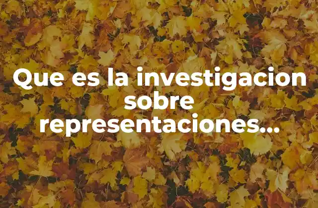 Que es la Investigacion sobre Representaciones Sociales
