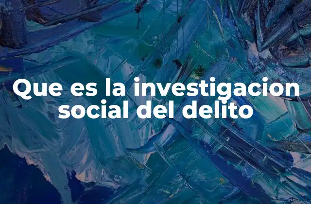 Que es la Investigacion Social Del Delito