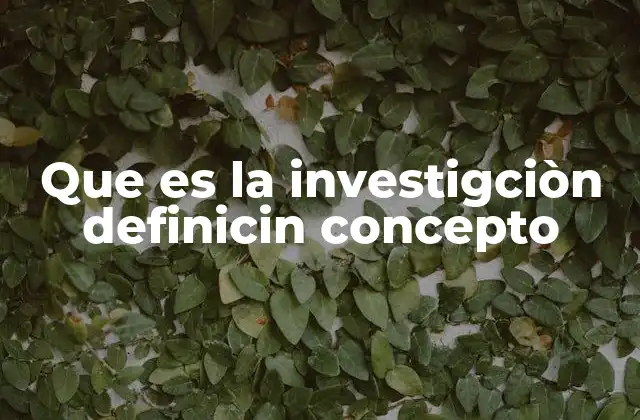 Que es la Investigciòn Definicin Concepto