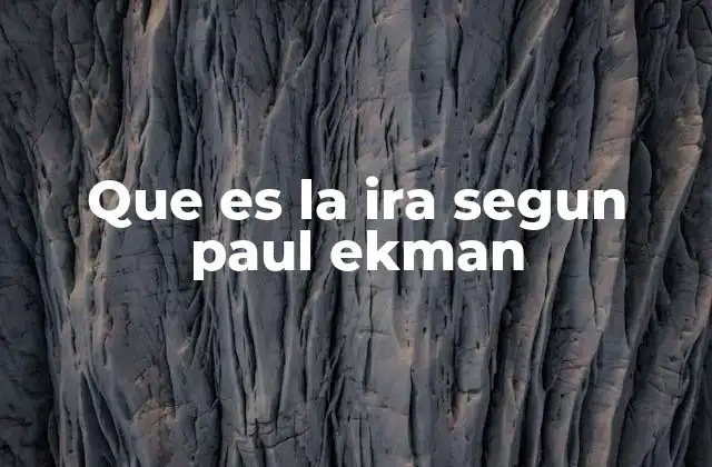 Que es la Ira Segun Paul Ekman