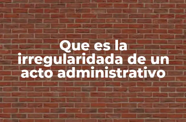 Que es la Irregularidada de un Acto Administrativo