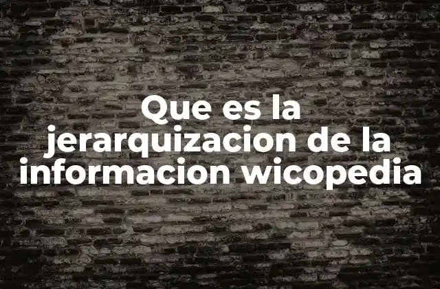 Que es la Jerarquizacion de la Informacion Wicopedia