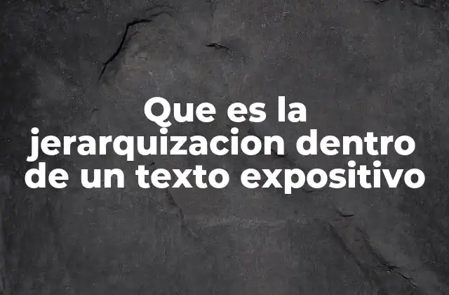 Que es la Jerarquizacion Dentro de un Texto Expositivo