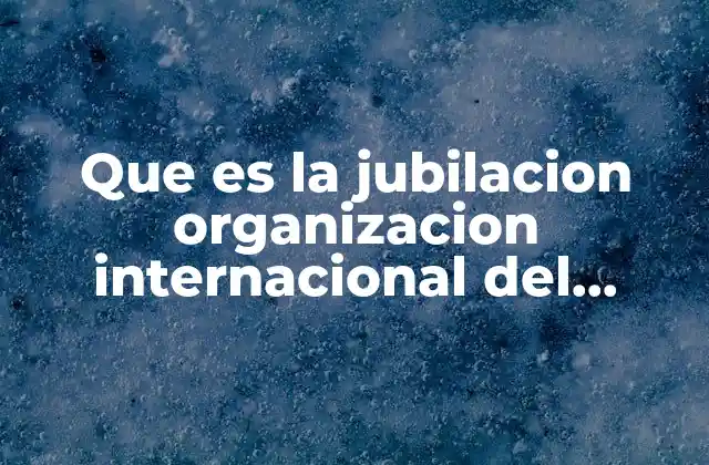 Que es la Jubilacion Organizacion Internacional Del Trabajo