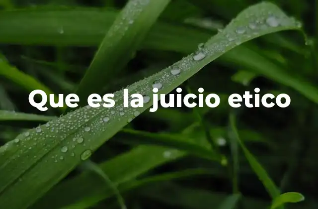 Que es la Juicio Etico