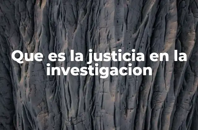 Que es la Justicia en la Investigacion