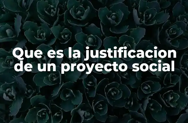 Que es la Justificacion de un Proyecto Social