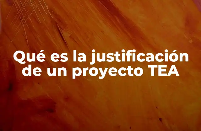 Qué es la Justificación de un Proyecto Tea