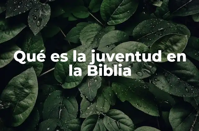 Qué es la Juventud en la Biblia