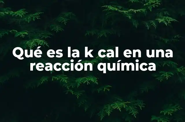 Qué es la K Cal en una Reacción Química