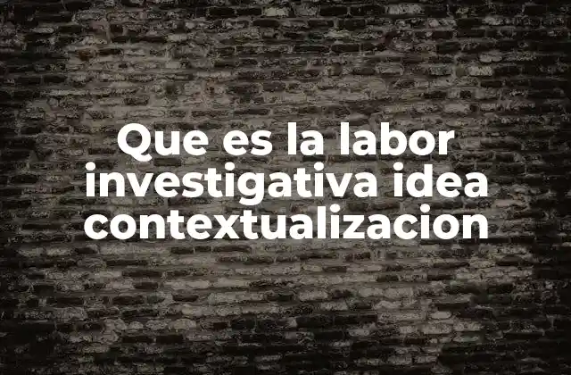 Que es la Labor Investigativa Idea Contextualizacion