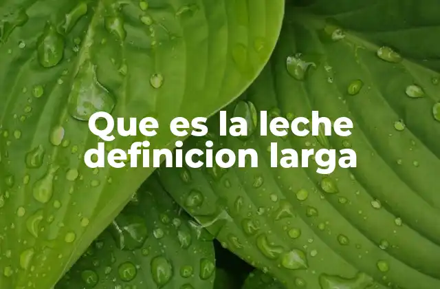 Que es la Leche Definicion Larga