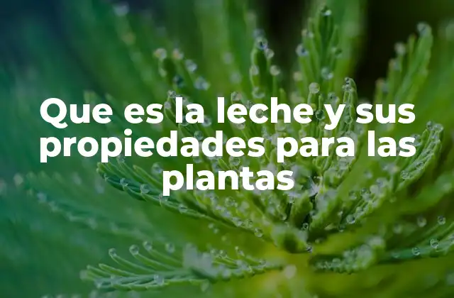 Que es la Leche y Sus Propiedades para las Plantas