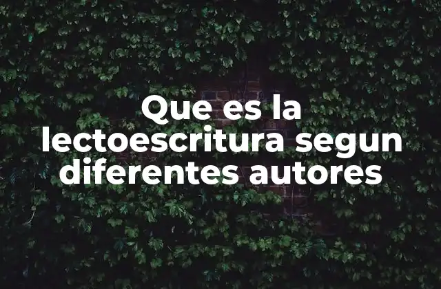 Que es la Lectoescritura Segun Diferentes Autores