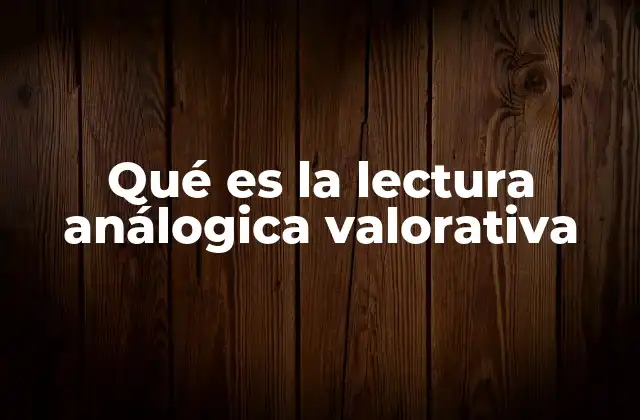 Qué es la Lectura Análogica Valorativa