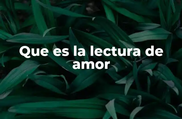 Que es la Lectura de Amor