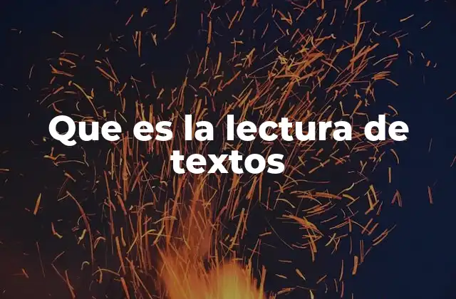 Que es la Lectura de Textos