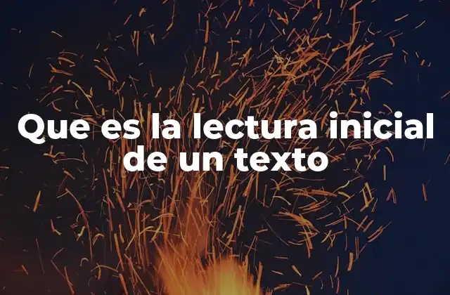 Que es la Lectura Inicial de un Texto