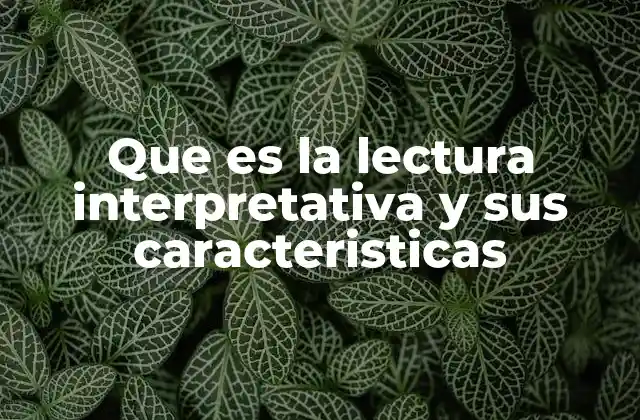 Que es la Lectura Interpretativa y Sus Caracteristicas