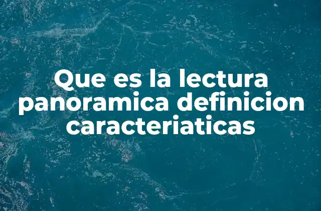 Que es la Lectura Panoramica Definicion Caracteriaticas