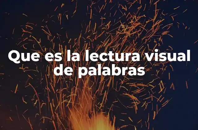 Que es la Lectura Visual de Palabras