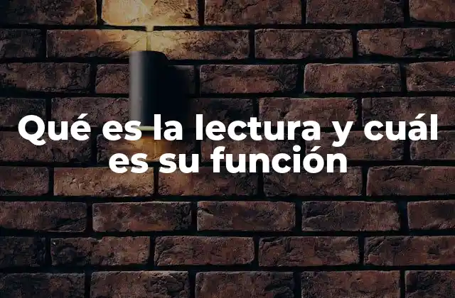 Qué es la Lectura y Cuál es Su Función