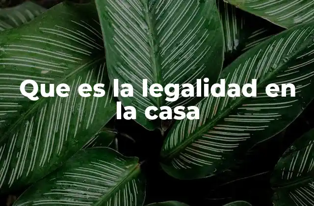 Que es la Legalidad en la Casa