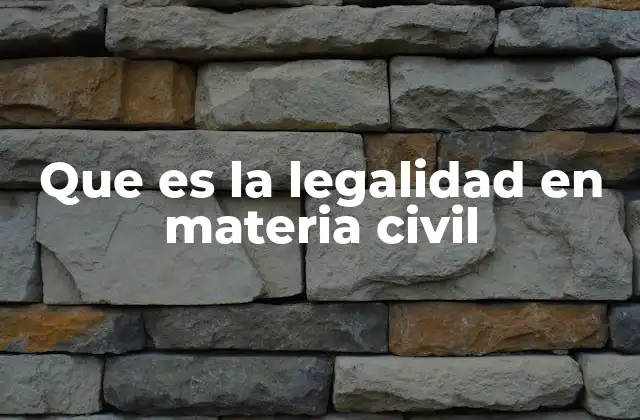 Que es la Legalidad en Materia Civil