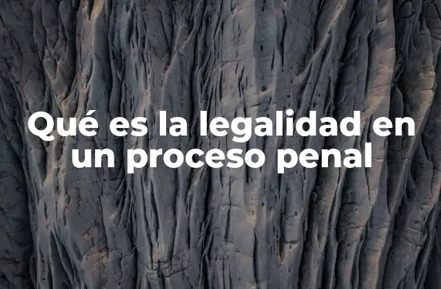 Qué es la Legalidad en un Proceso Penal