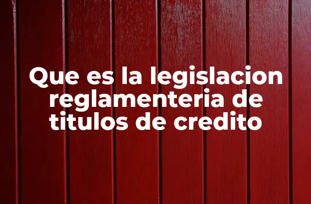 Que es la Legislacion Reglamenteria de Titulos de Credito