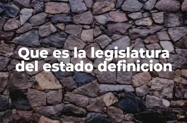 Que es la Legislatura Del Estado Definicion