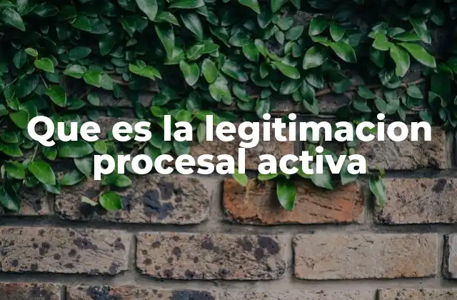 Que es la Legitimacion Procesal Activa