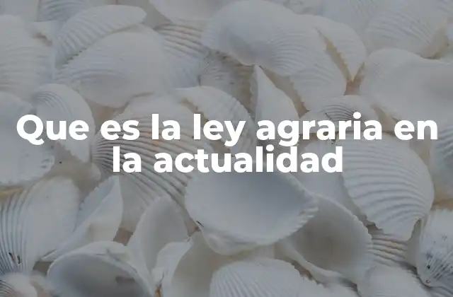 Que es la Ley Agraria en la Actualidad